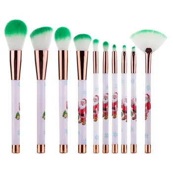 

10Pcs Christmas Xmas Cosmetic Makeup Brush for Foundation Eyebrow Eyeshadow Lip