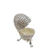 QIFU New Arrival Metal Silver Easter Faberge Egg Crafts Trinket Box Home Decor Gift 3