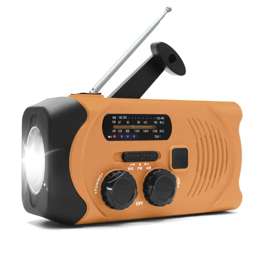 

Emergency SOS Alarm Weather Radio Hand Crank Solar Power LED Flashlight Outdoor Tool EM88