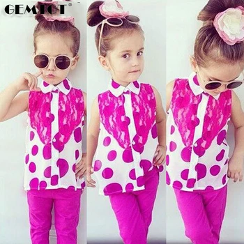 

Aile Rabbit New Summer Girls Clothing Set Kids Apparels T Shirt+pant Two Pieces Sets Children clothes suits dot tops k1