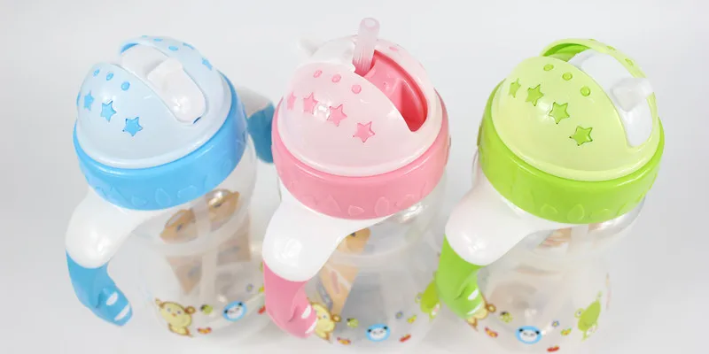 Yi бен бренд младенцев соломенная чашка с ручкой, не замненная удобный переносной для обучения ребенка выпить стакан