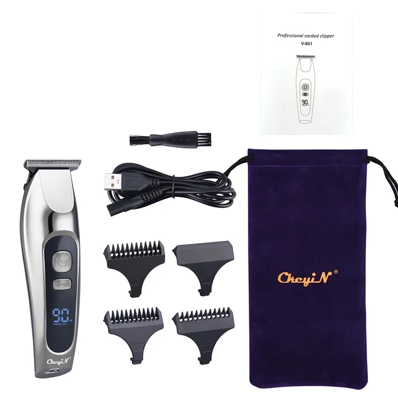 Máquina de Cortar Cortador de Cabelo Máquina de Corte de Cabelo sem Fio dos Homens Corte de Cabelo Ckeyin Elétrica Cabelo Barbeiro Aparador Display Lcd Usb 1 máquina de corte de cabelo sem fio
