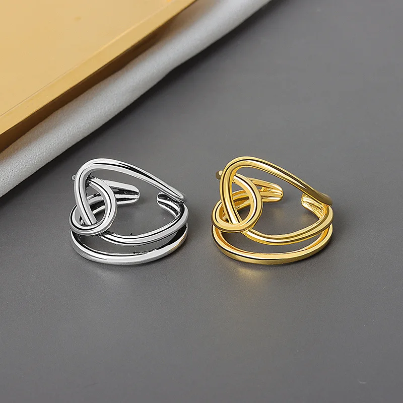 

925 Sterling Silver Smooth Rings For Women interweave Jewelry Beautiful Finger Open Rings For Party Birthday Gift