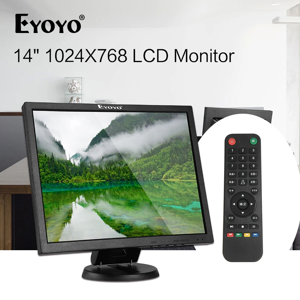 

EYOYO EM14A 14" 1024x768 BNC HDMI TV Computer Monitor LCD Screen VGA AV Compulter Display For Security Camera raspberry pi 12V