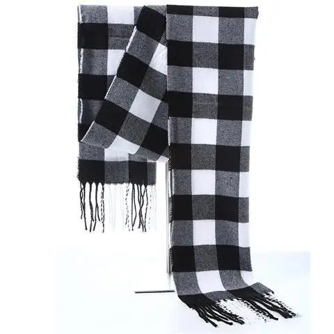 Luxury Brand Winter Men Cashmere Scarf Black White Plaid Scarves Pashmina Shawl Casual Blanket Tassel Wraps Man Business Foulard male scarf