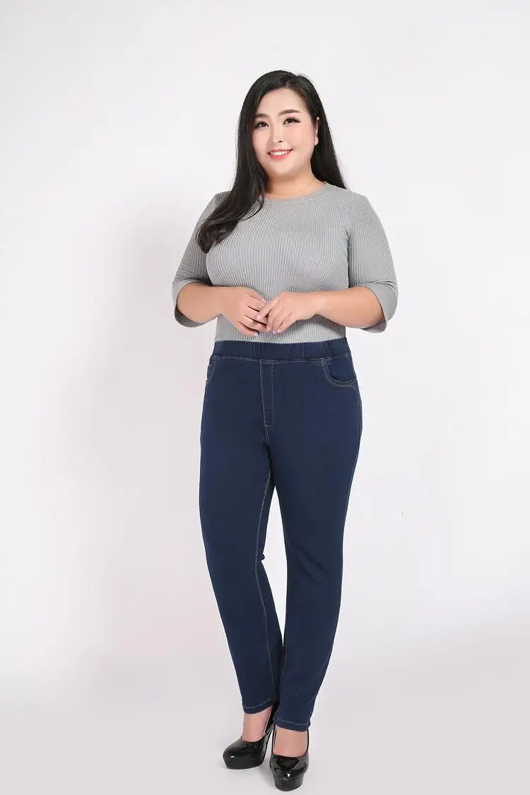 2XL-9XL Autumn Winter Large Size jean Women Casual High Waist Stretch Pencil Denim Pants 6XL 7XL 8XL Plus size Jean Trouser