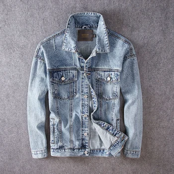 

Newly Designer Fashion Men Jackets Retro Blue Hip Hop Denim Jackets Men Punk Coats Streetwear Printed Designer Chaqueta Hombre