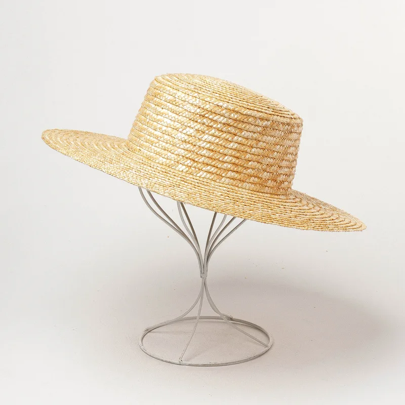 Customized Solid Color Straw Boater Cap Summer Fedoras Beach Sun Mateial Top Hat Craft Fascinator Base_voghion.com
