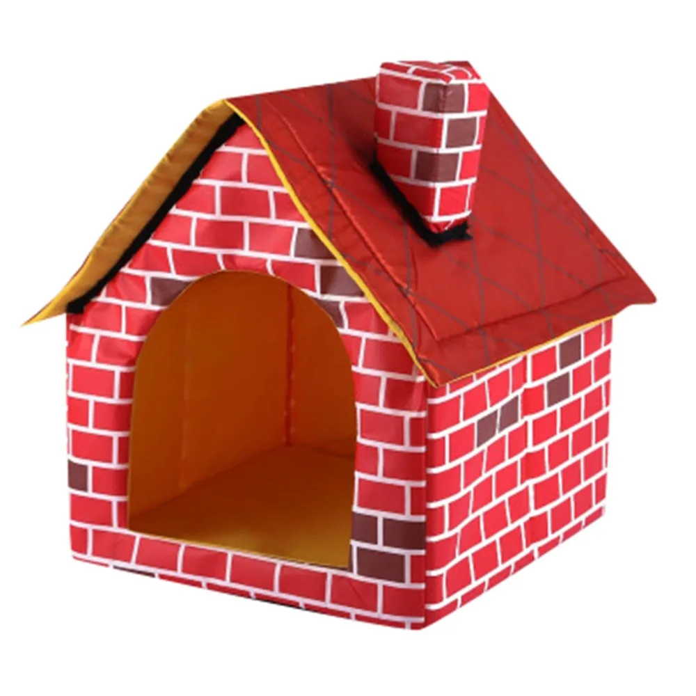 Foldable dog house pet bed tent cat litter indoor portable travel puppy mat cave red brick pet nest kocyk dla psa 30O9 (4)