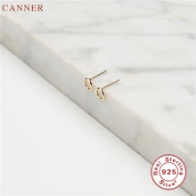 Нежные мини круглые серьги-гвоздики CANNER для женщин, для девочек, Стерлинговое Серебро 925 пробы, маленькие круглые серьги, женские корейские серьги C40