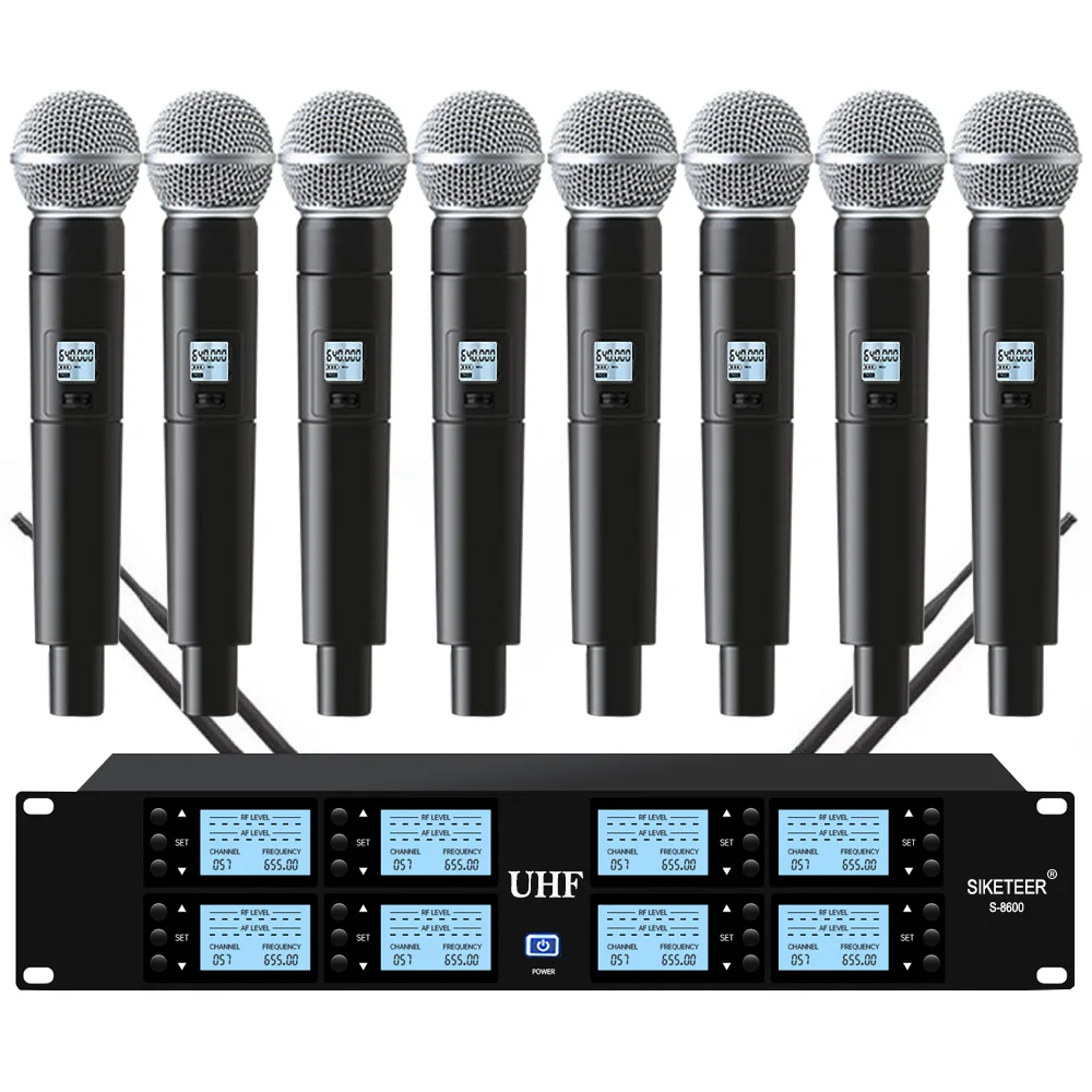 microphone for computer Professional UHF wireless microphone 8 channel handheld microphone lavalier microphone stage performance conference microphone gaming mic Microphones