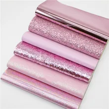 6 шт. 20x22 см DIY Швейные аксессуары для волос материал блестящая ткань розовая серия Синтетическая кожа ткань блестящая ткань