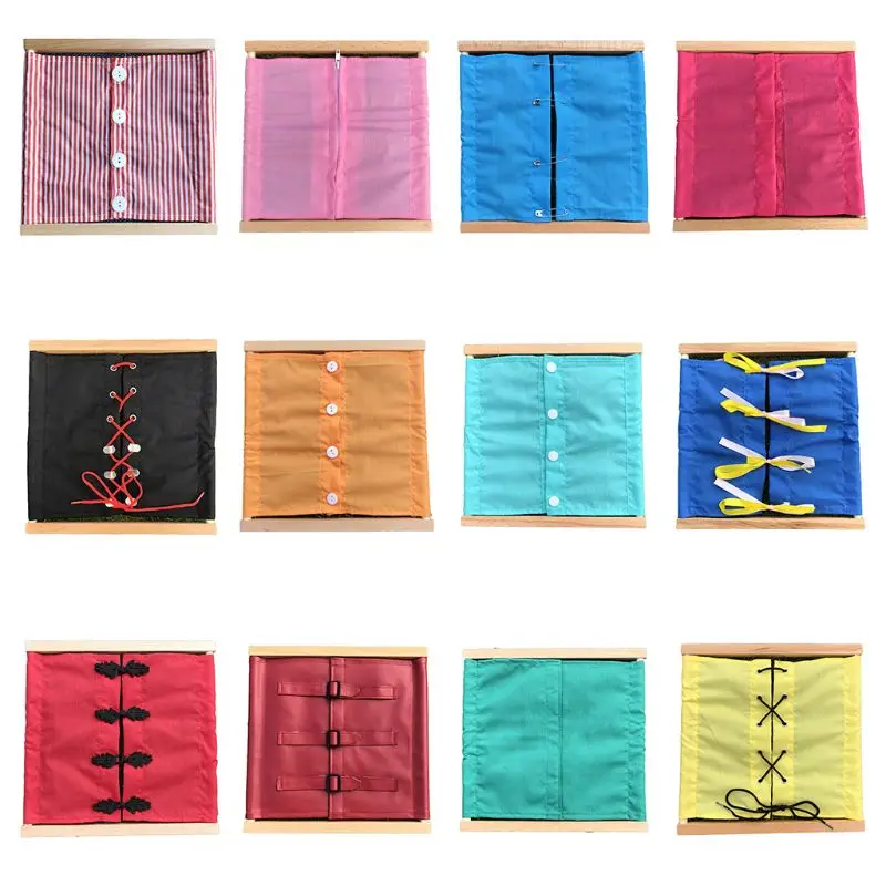 2021 New Toddler Montessori Materials Wood Toy Clothing Box Dressing Frame Education Toys