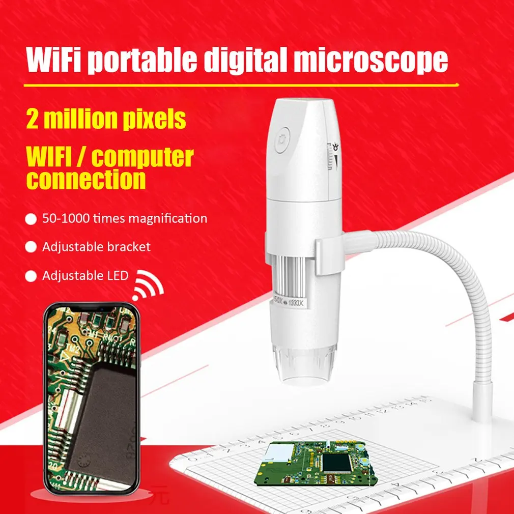 1080P HD wifi electronic microscope 1000x digital magnifying glass USB industrial microscope tool With Scale