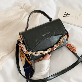 

High sense female bag 2020 new spring fashion scarf texture shoulder bag wild messenger small square bag tide
