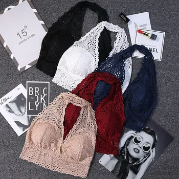 

New Europe and America Halter Bra Lace Halter Neck Wrap Ladies Underwear Beautiful Back Girl Tube Top Soutien Gorge Bandeau 2020