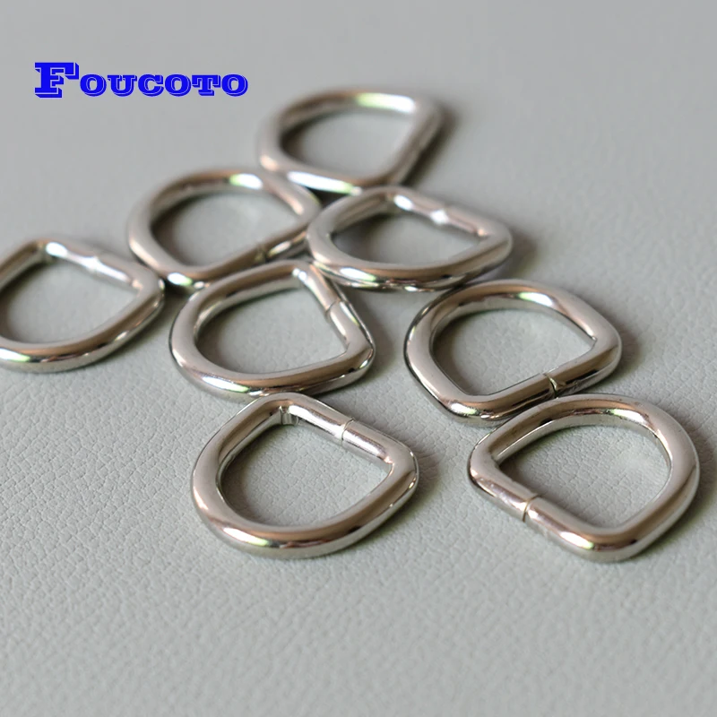 

100 Pcs/Lot Silver Metal D-shaped Buckle For 15mm Webbing Environmental Semicircle Button Dee Ring Dog Collar Bags Accessories