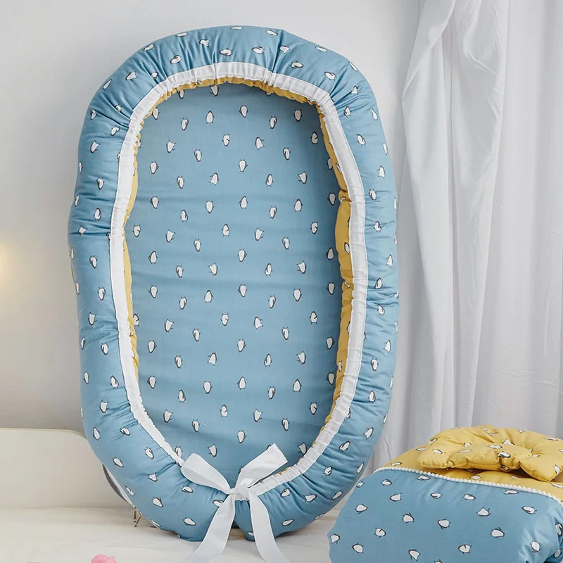 Хлопок Детская кровать гнездо портативная кроватка новорожденный путешествия кровать бамперы корзина Младенческая Анти-опрокидывание