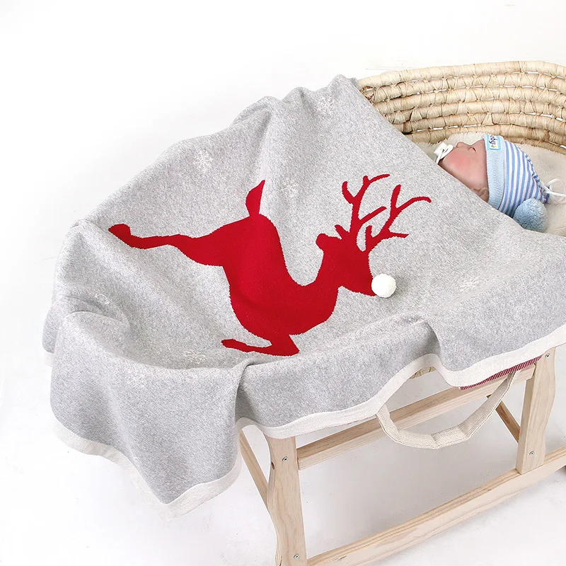 Вязаное детское одеяло; рождественское Пеленальное Одеяло с лосем для новорожденных; мягкое детское постельное белье для малышей; детское одеяло для сна; детская коляска