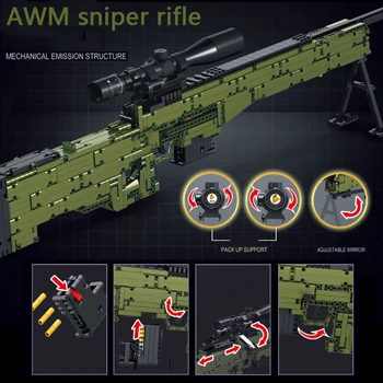 

AWM Sniper Rifle AK15 Military WW2 Weapon Building Block Model Pistol Pacific DIY Christmas Toy Gift