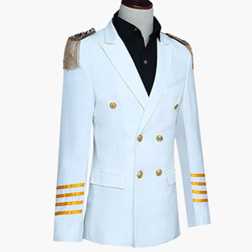 

Men's captain aircraft commander High-grade uniform military double breasted coat film performance business suit for cosplay
