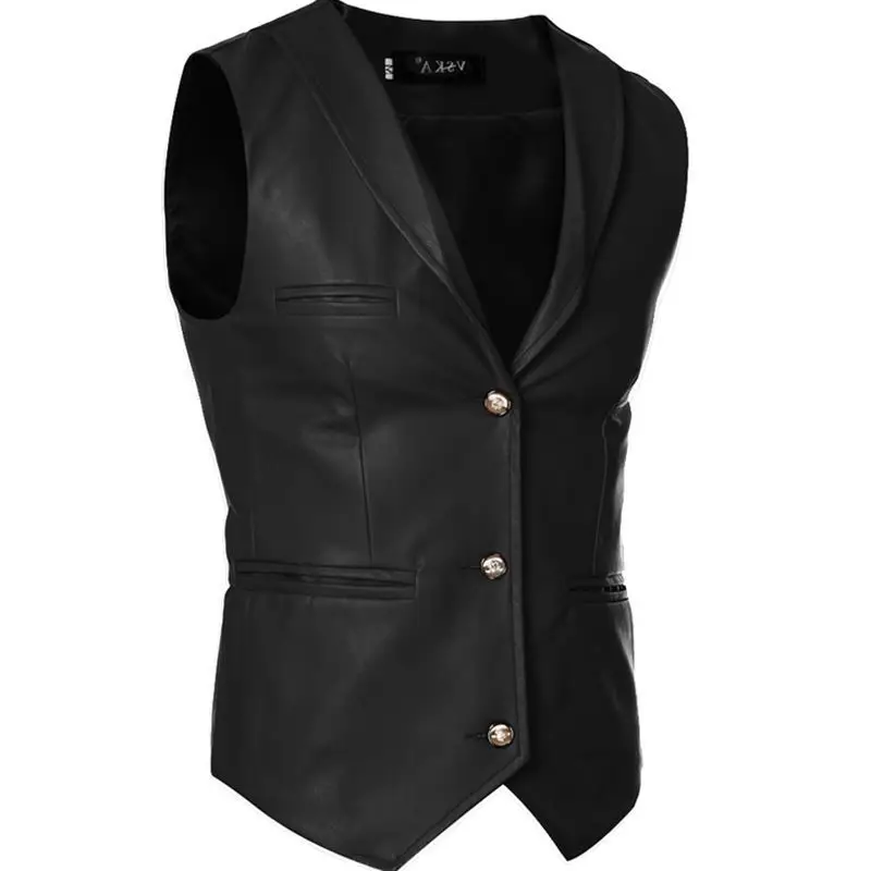 

Korean-style Slim Fit PU Leather Waistcoat Bar Singer Nightclub Men's Host Stage Table Costume Vest Vest Red