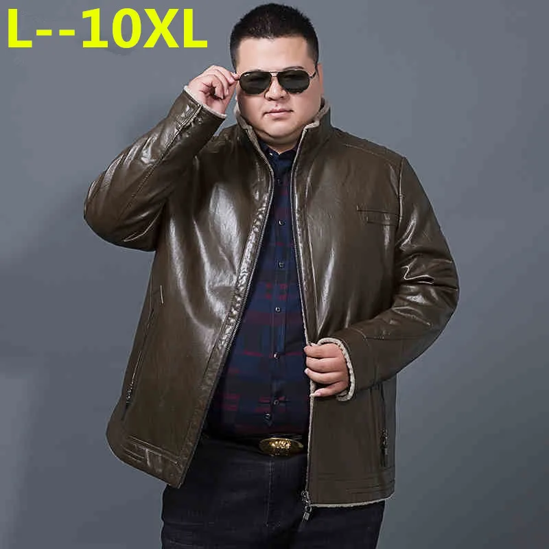 Мужская Короткая кожаная куртка летная из натуральной овчины 10XL 8XL 6XL 5X зима |