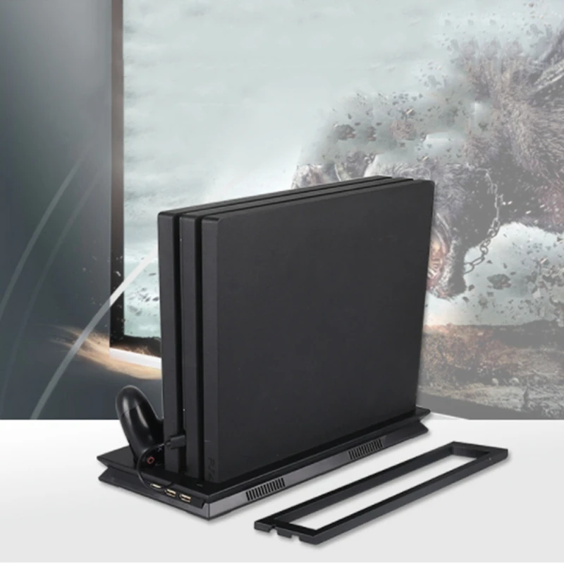 Вертикальная подставка с охлаждающим вентилятором для PS4 Slim/Pro/Обычная Playstation 4, зарядное устройство для геймпада зарядная док-станция с 3 портами USB Hu