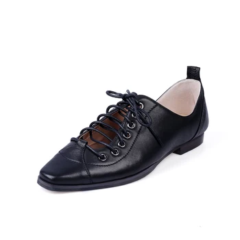 

Lady Shoes Genuine Leather Shoes Woman Low Heels Round Toe Fashion Dress Shoes Basic Pumps Women Comfort Casual Shoes