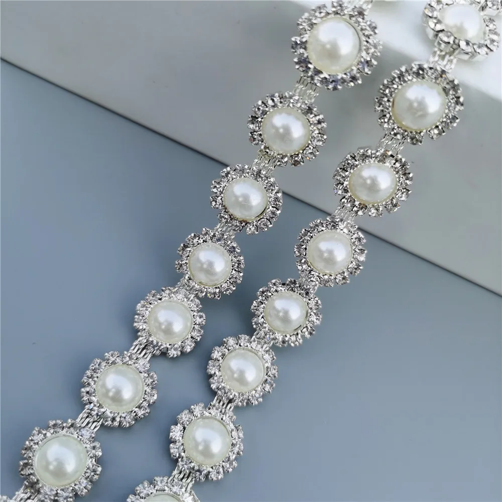 1 фут жемчужная Хрустальная цепочка ручная Стразы отделочная лента стандартный