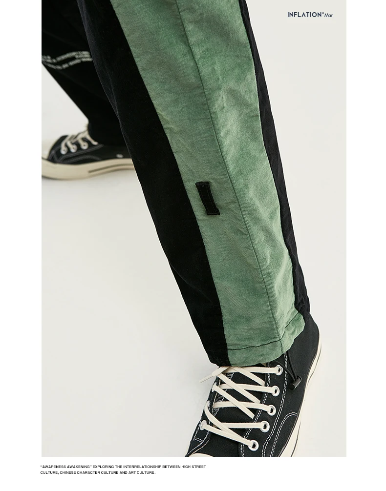 INFLATION, FW, Мужские штаны для бега, контрастные цвета, боковые штаны для бега, на завязках, с поясом, мужские спортивные штаны, уличная одежда, 93371W