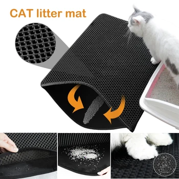 

Pets Cats Litter Mat Bed House Floor Double Layer EVA Leather Waterproof Bottom Catcher Home Mat Portable Wearable Cat Products