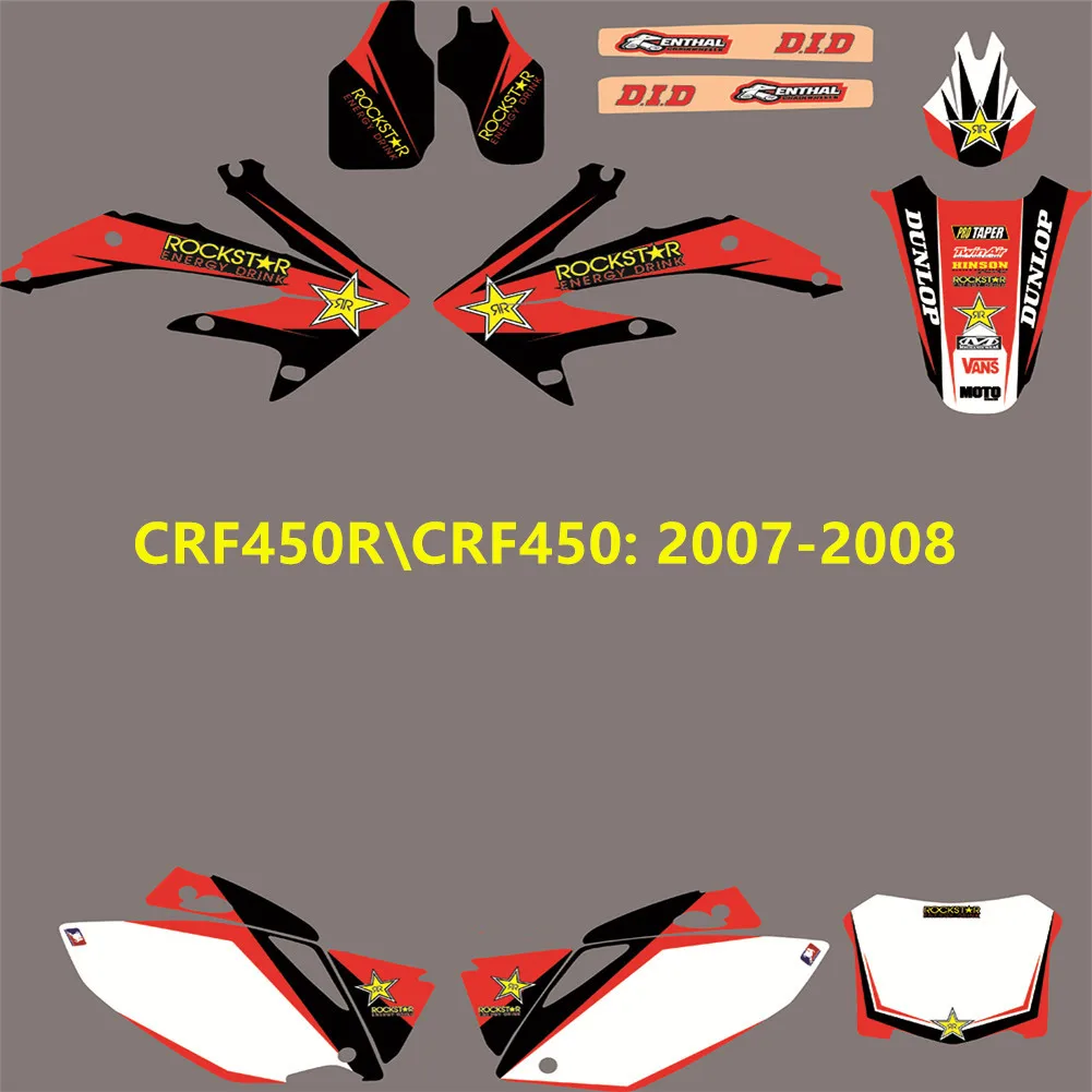 CRF450R 2007 2008 3M Бесплатные Индивидуальные Глянцевый номер команда графика фоны наклейки для Honda CRF450R CRF450 2007 2008