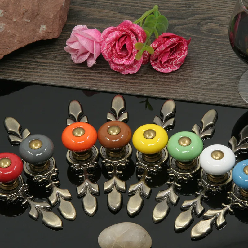 

4 Pcs/Lot Children's Room Color Ceramic Zinc Alloy Handle Imitates Classical European Modern Simple Wardrobe Door Factory Sale