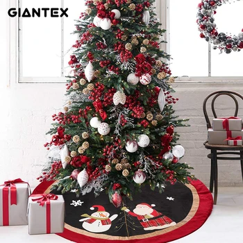 

GIANTEX 120cm New Chritmas Decorations Cotton Christmas Three Apron Santa Christmas Tree Dress Holiday Home Deco