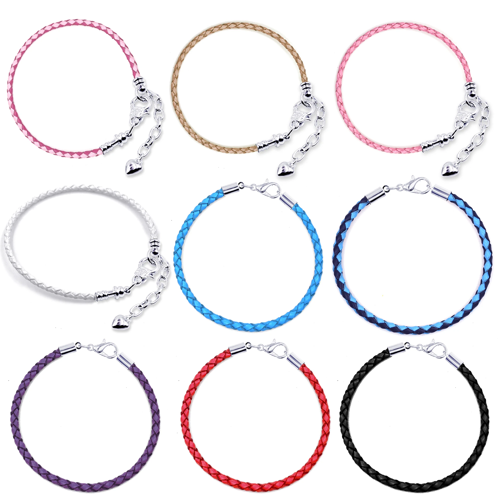 Woven Leather Bracelets 11 Colors Fit Original Diy Beaded Bracelets For Women Men Boy Girls Child Bracelet Kids Jewelry SEIALOY bracelet jewelry