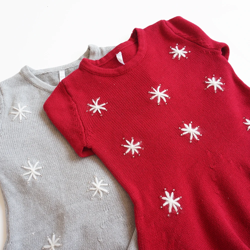 Платье-Свитер для маленьких девочек; рождественское платье с оленем для малышей; зимняя детская одежда с вышивкой; вязаная шапка; детская одежда