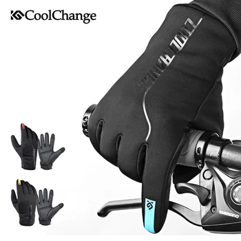 

CoolChange Winter Cycling Gloves Thermal Warm Windproof Full Finger Bike Gloves Anti-slip Touch Screen Bicycle Gloves Men Women