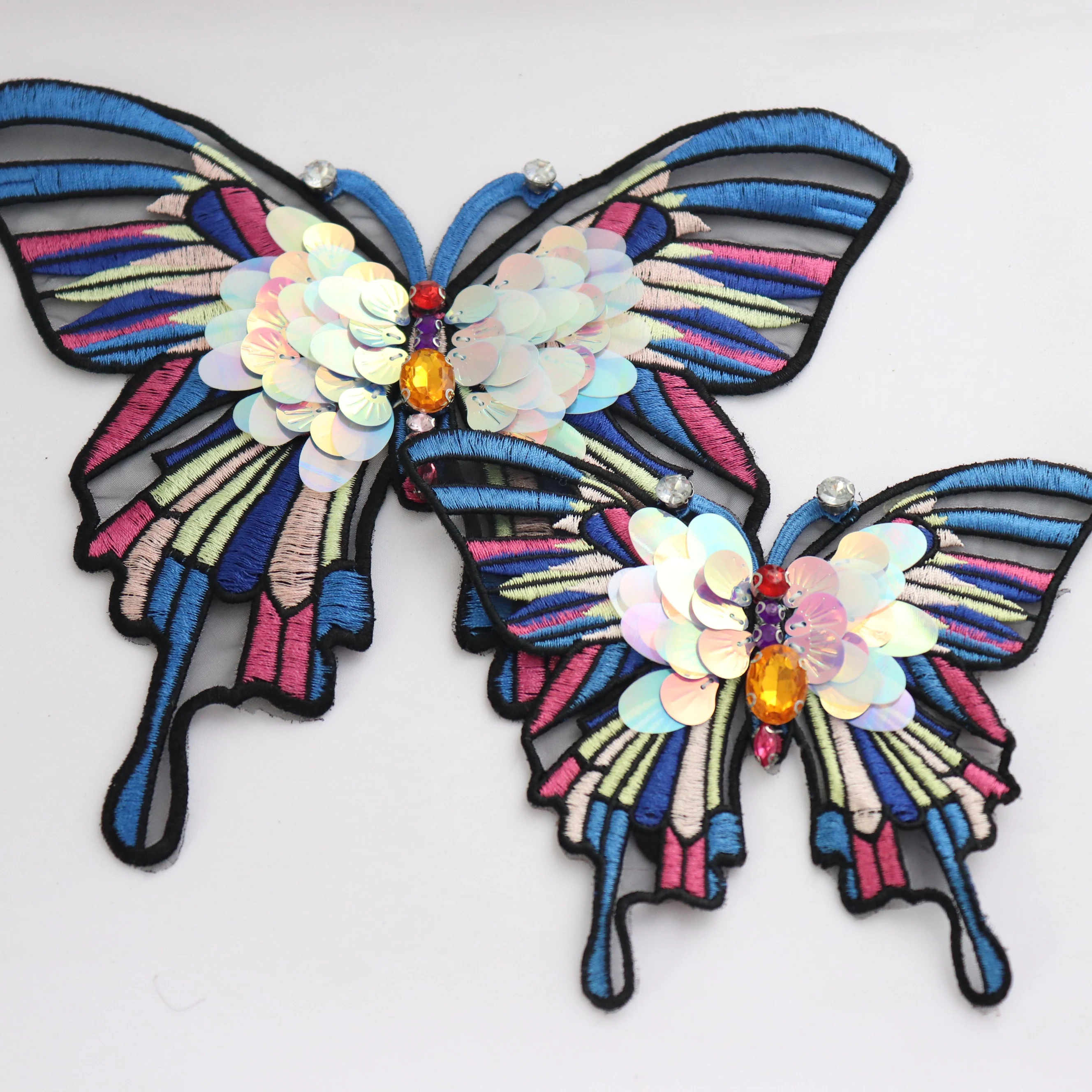 1 шт. 3D бабочка ручной работы нашивки со стразами и бисером для одежды DIY