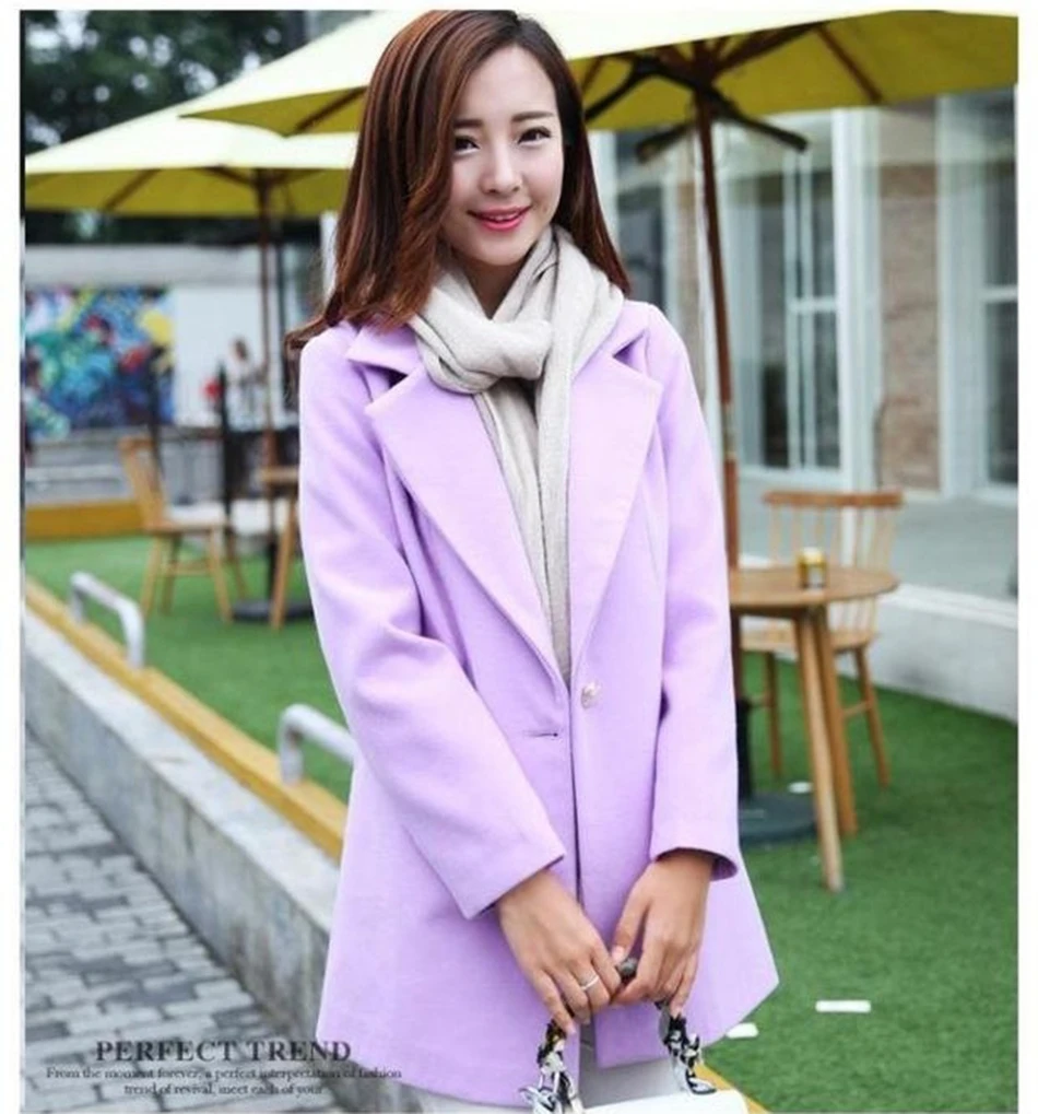 Women Winter Woolen Coat Female Slim Fit Lapel Woolen Overcoat Women Long Sleeve Blends Outwear Jacket Female Elegant Overcoat