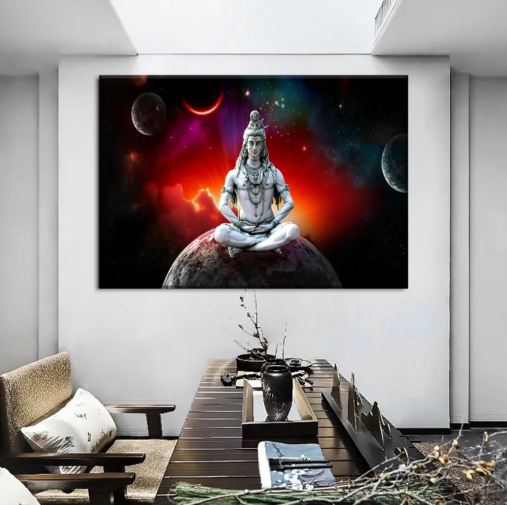 5pcs Lord Shiva Starry Sky Poster Wall Art Decor Modular Pictures Canvas HD Printed Paintings For Living Home Bedroom Decoration (4)