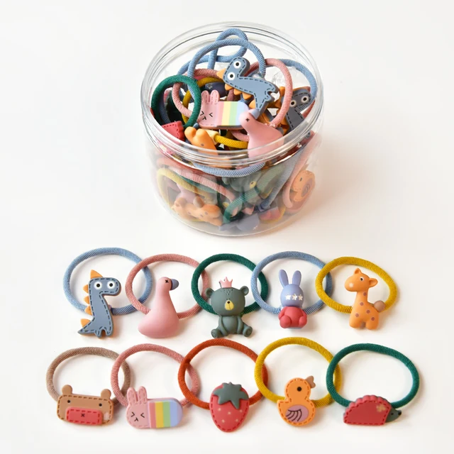 10/20/24 Pcs/Set Baby Girls Cute Cartoon Flower Scrunchies Rubber Bands Children Lovely Elastic Hair Bands Kids Hair Accessories Cartoon-20 Pcs