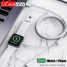 2 в 1 USB беспроводной зарядный кабель 2 Вт 1 м для Apple Watch iWatch 5 4 3 2 1 Кабели для быстрой зарядки телефонов освещение для iPhone 11 Pro X