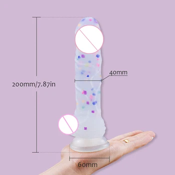 Colorful Lovely Artificial Dildo, silicone imitation Realistic Penis Soft Big Sucker,Female Sex Toys Masturbation Erotic Toy 4