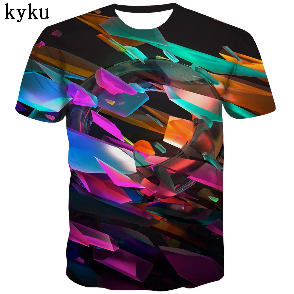 KYKU Hoody Clothings Яркая футболка Для мужчин с абстрактным рисунком 3d флуоресценции