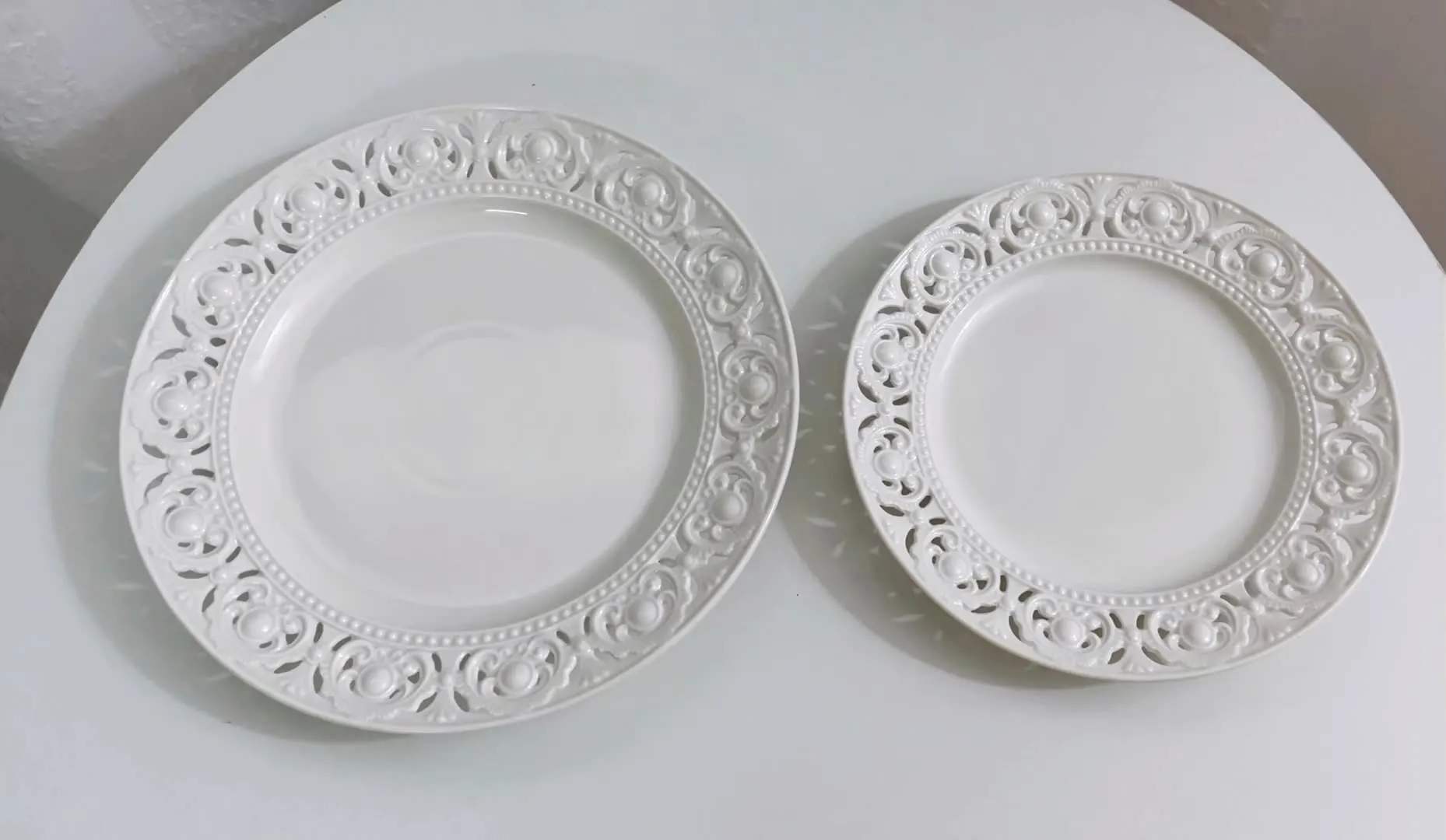 4size Dishes for Serving White Ceramic French Salad Plates for Food Luminarc Plate Ceramics Lefard Tableware Set of Plates Bowl