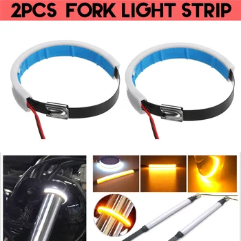 

New Arrival High Quality 2pc Universal Motorcycle Fork Turn Signals+DRL Light Lamp Amber White LED Strip