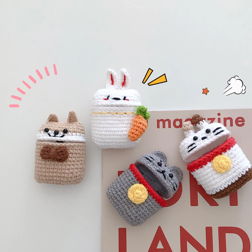 Cute Knitting Rabbit Cover for Airpods 2 1 Case Funda Bluetooth Headphone Cases for AirPod Air pods 2 Coque Earpodas Accessories