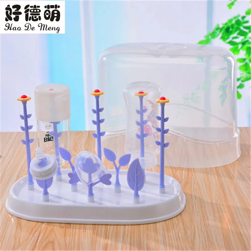 

Good German Adorable Flower Type Multi-functional Infant Bottle Drying Rack Storage Box Draining Shelf with Dust Cover Feeding B
