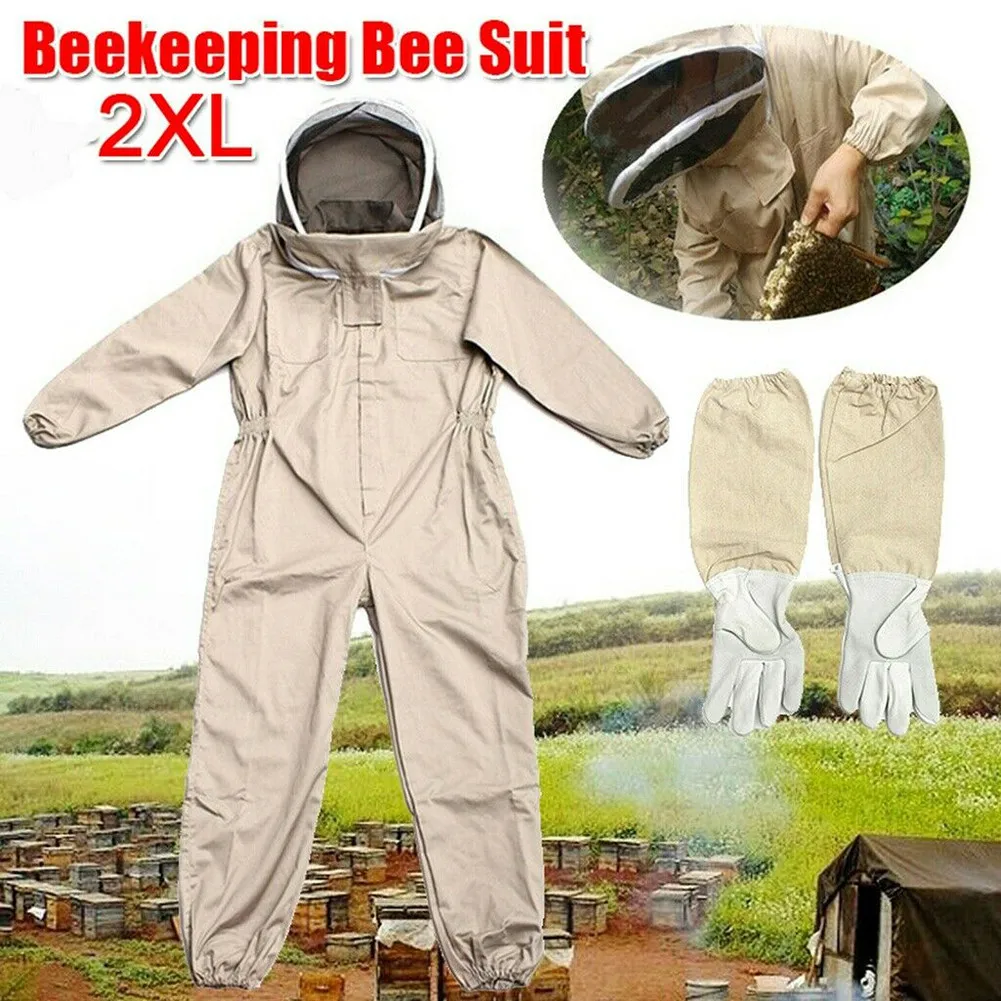 New 2XL Professional Cotton Full Body Beekeeping Suit with Veil Hood New 2XL Professional Cotton Full Body Beekeeping Suit with Veil Hood